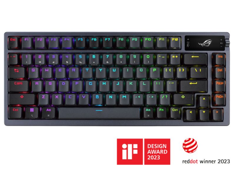 ASUS ASUS ROG AZOTH/NXSW/US/PBT (Snow Switch) Gaming Keyboard, OLED Display, NX Snow Switch, 75 Keys, Tri-mode Connection, Qu