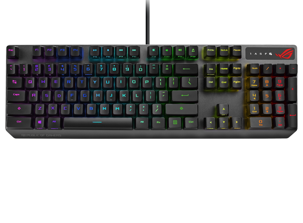 ASUS ASUS XA05 ROG STRIX SCOPE RX Blue Switch Optical Gaming Keyboard for FPS, RGB, USB 2.0 Passthrough, Alloy Top, Stealth K