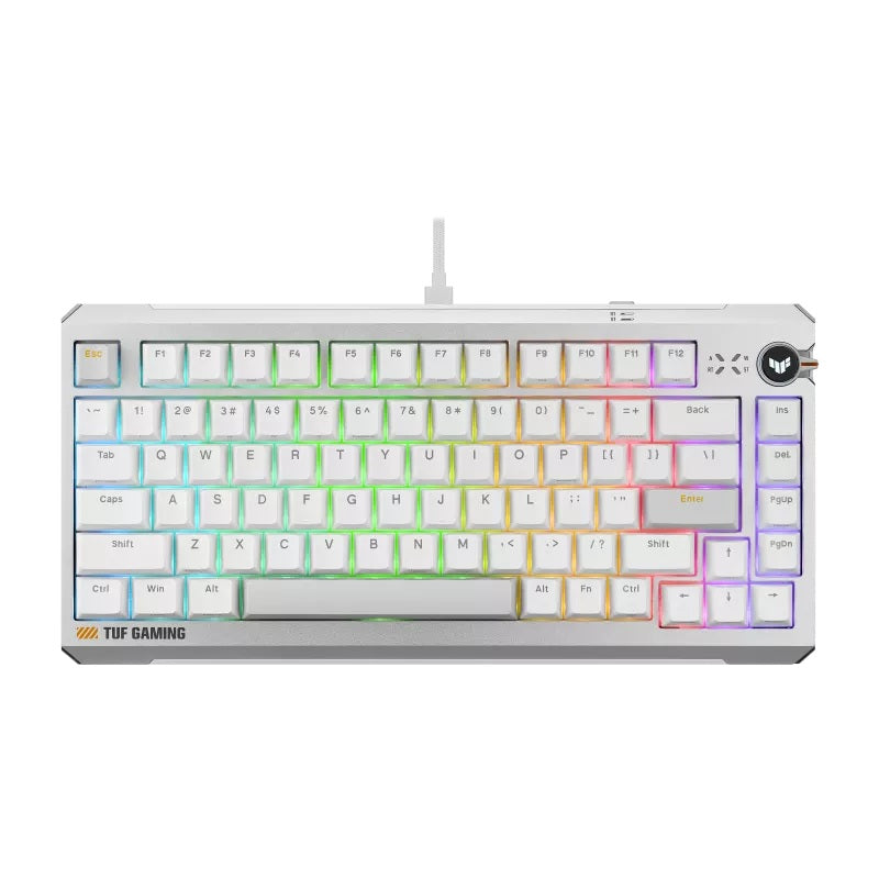 ASUS TUF Gaming K4 Magnetic - White, magnetic switches, 8000Hz polling, 0.1–3.3mm actuation, RGB, hot-swappable, PBT keycaps, USB-C