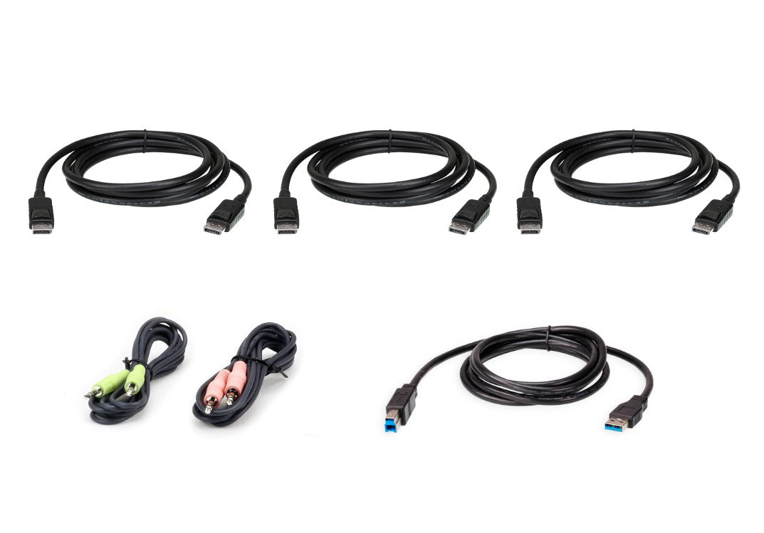 Aten Aten CS1964 Cable Kit, includes 3 1.5m DisplayPort cables, 1.8m USB, audio input and output cables