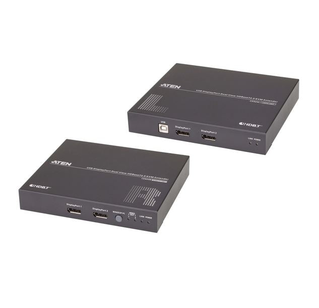 Aten Aten CE924 USB DisplayPort Dual View HDBaseT™ 2.0 KVM Extender (4K@100m- Single View), EDID Buffer, HDCP Compatible, Bui