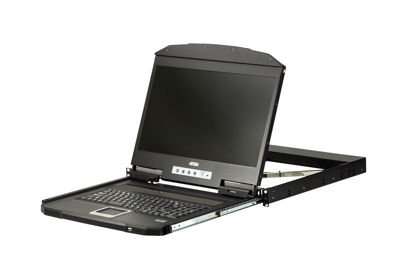 Aten Aten Rackmount Single Rail LCD Console VGA USB w/ 18.5" LCD Display, 1x Custom KVM Cable Included, 1366x768@60hz Display