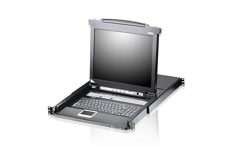 Aten Aten Rackmount KVM Switch Single Rail 8 Port VGA PS/2-USB w/ 17" LCD Display, 2x Custom KVM Cables, 1280x1024@75hz Displ