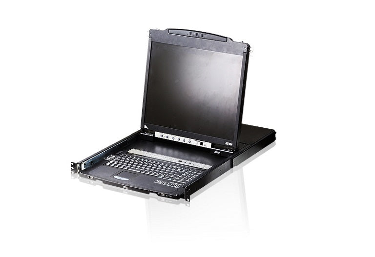 Aten Aten Rackmount KVM Switch Dual Rail 8 Port VGA PS/2-USB w/ 19" LCD Display, 2x Custom KVM Cables Included, 1280x1024@75h