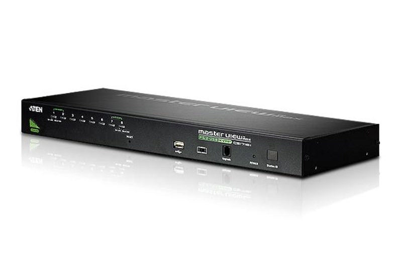 Aten Aten Rackmount KVM Switch 8 Port VGA PS/2-USB, 2x Custom KVM Cables Included, Broadcast Mode, Daisy Chainable for up to 