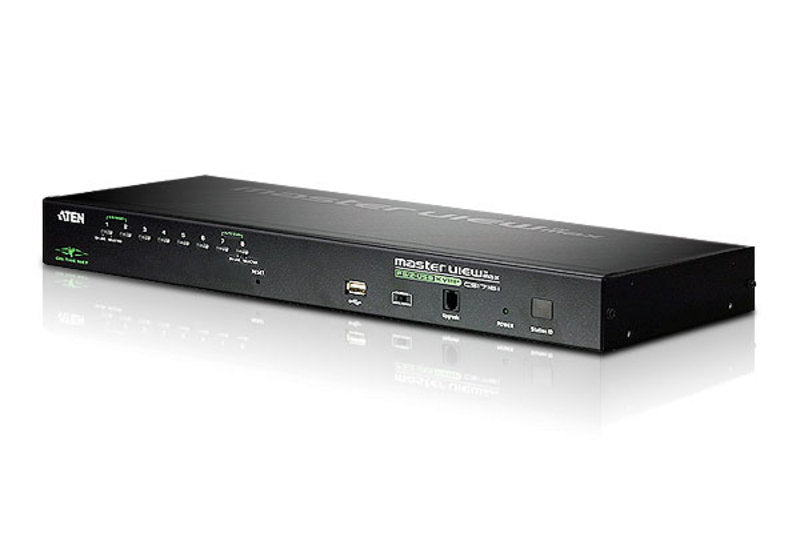 Aten Aten 8 Port Rackmount USB-PS/2 VGA KVMP Over IP Switch with USB 2.0 Hub and Daisy Chain