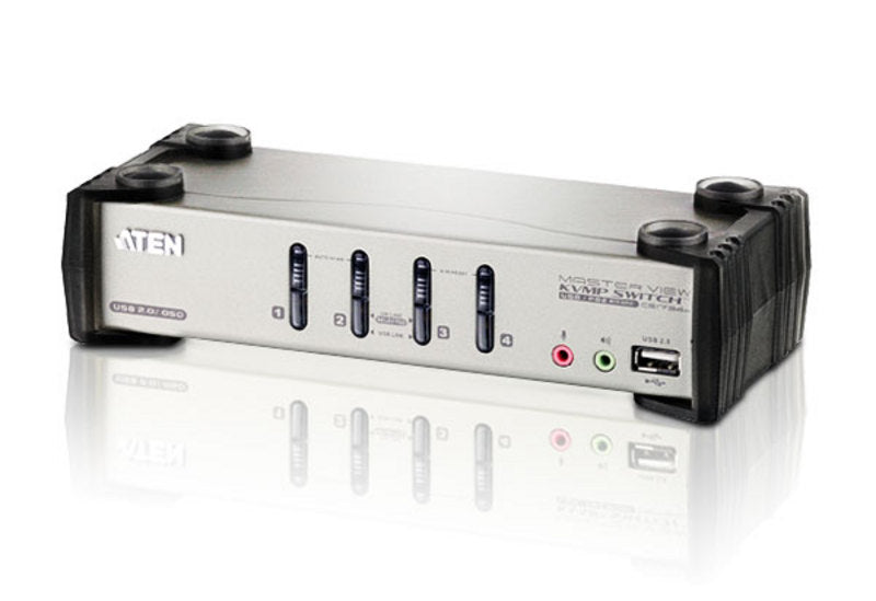 Aten Aten Desktop KVMP Switch 4 Port Single Display VGA w/ audio  OSD, 4x Custom KVM Cables Included, 2x USB Port, Selection 