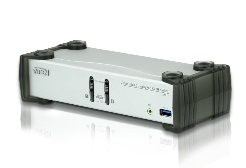 Aten Aten Desktop KVMP Switch 2 Port Single Display DisplayPort w/ audio, Cables Included, 2x USB Port, Selection Via Front P