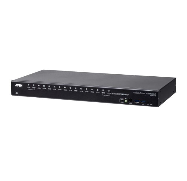 Aten Aten CS19216, 16- Port USB3.0 4K DisplayPort KVM Switch, Superior video quality, Cascadable to two levels-control up to 