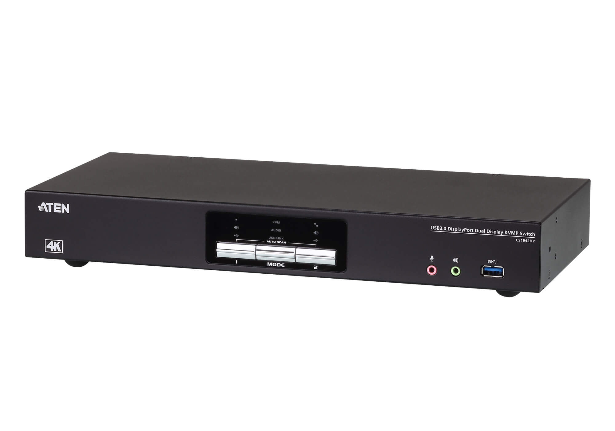 Aten Aten Desktop KVMP Switch 2 Port Dual Display 4k DisplayPort w/ audio, Cables Included, 2x USB Port, Selection Via Front 