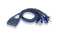 Aten Aten Compact KVM Switch 4 Port Single Display VGA w/ audio, 1.8m Cable, Computer Selection Via Hotkey,