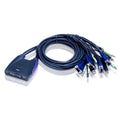 Aten Aten Compact KVM Switch 4 Port Single Display VGA w/ audio, 0.9m Cable, Computer Selection Via Hotkey,