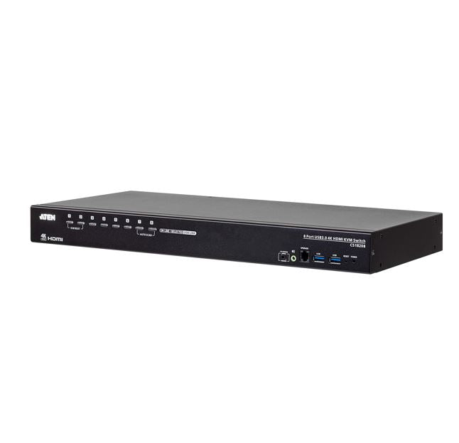 Aten Aten 8-Port USB 3.0 4K HDMI KVM Switch, Port Selection: OSD,Hotkey, Pushbutton, RS-232 Commands