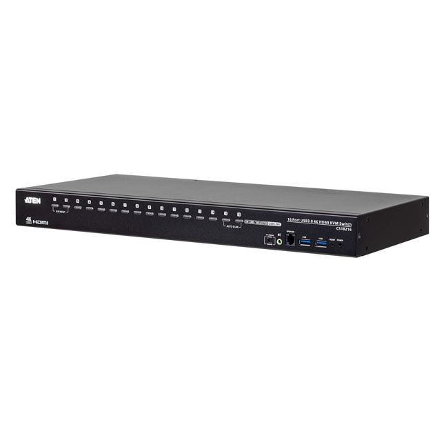Aten Aten 16-Port USB 3.0 4K HDMI KVM Switch, Port Selection: OSD, Hotkey, Pushbutton, RS-232 Commands