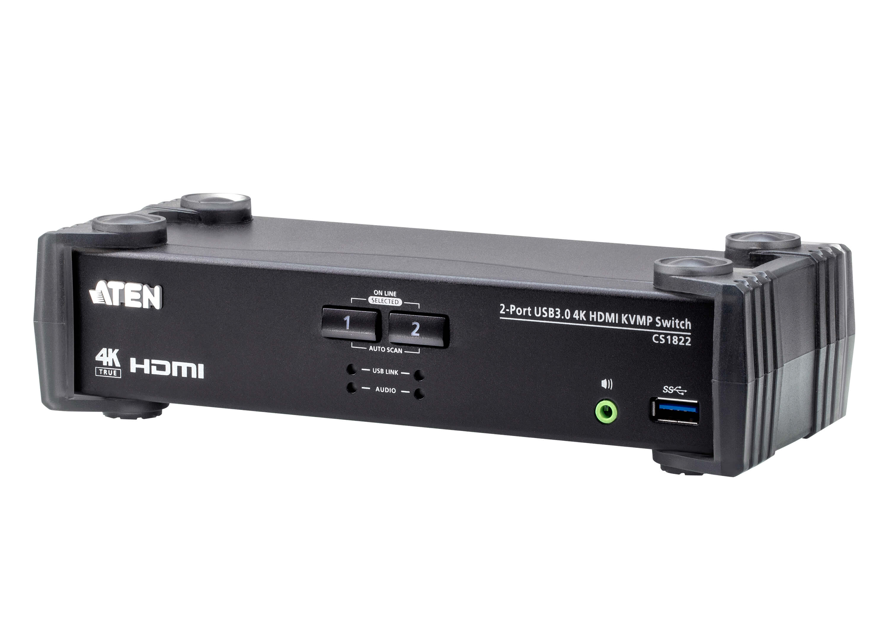 Aten Aten Desktop KVMP Switch 2 Port Single Display 4k HDMI w/ audio mixer mode, Cables Included, Selection Via Front Panel