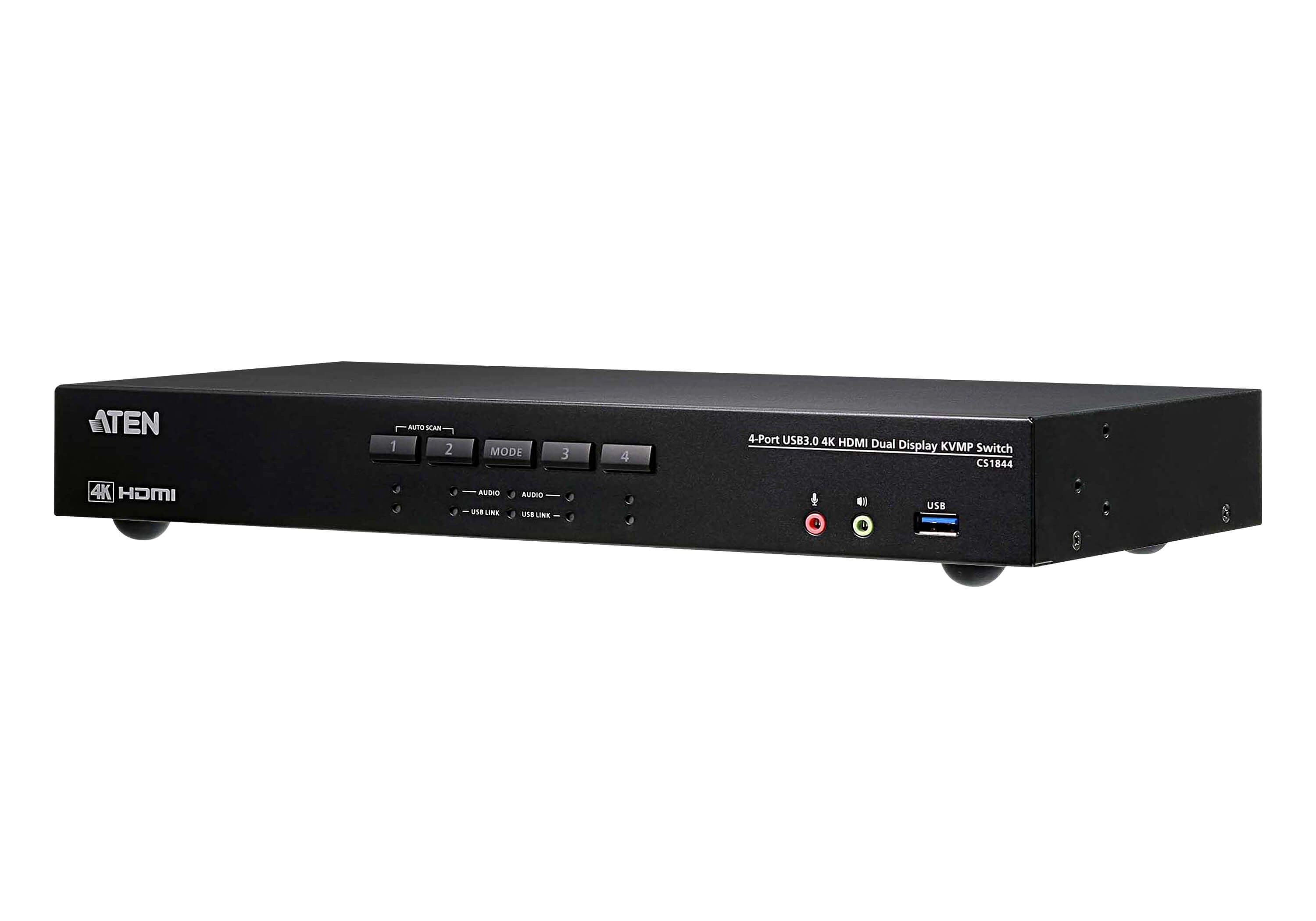 Aten Aten Desktop KVMP Switch 4 Port Dual Display 4k HDMI w/ audio, Cables Included, 2x USB Port, Selection Via Front Panel