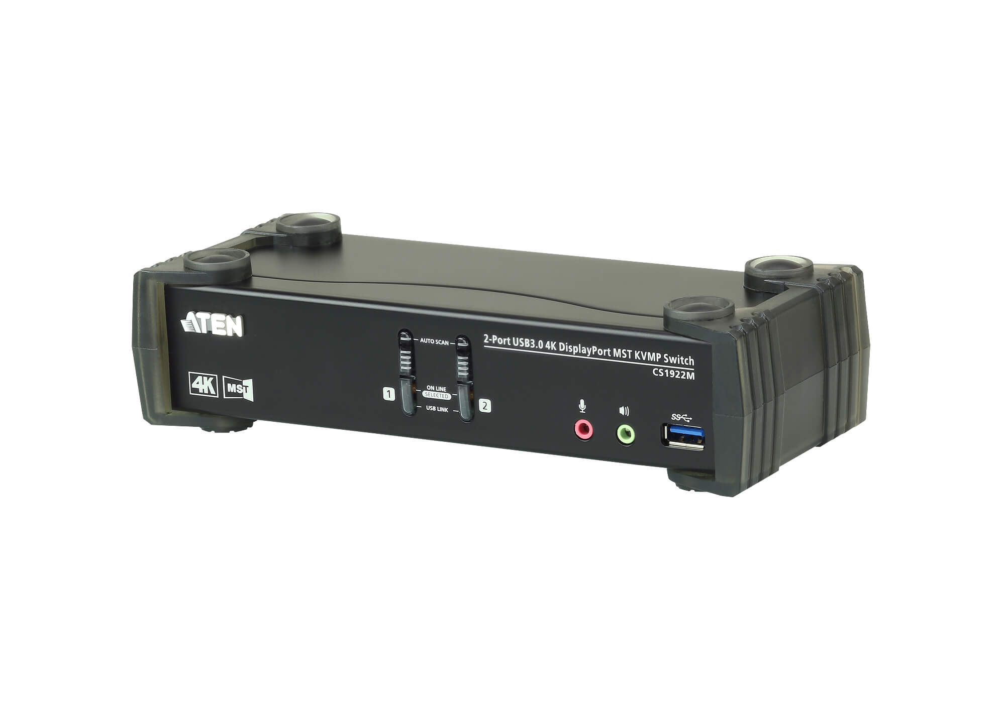 Aten Aten Desktop KVMP Switch 2 Port Single to Dual Display 4k DisplayPort MST w/ audio, Cables Included, 2x USB Port, Select