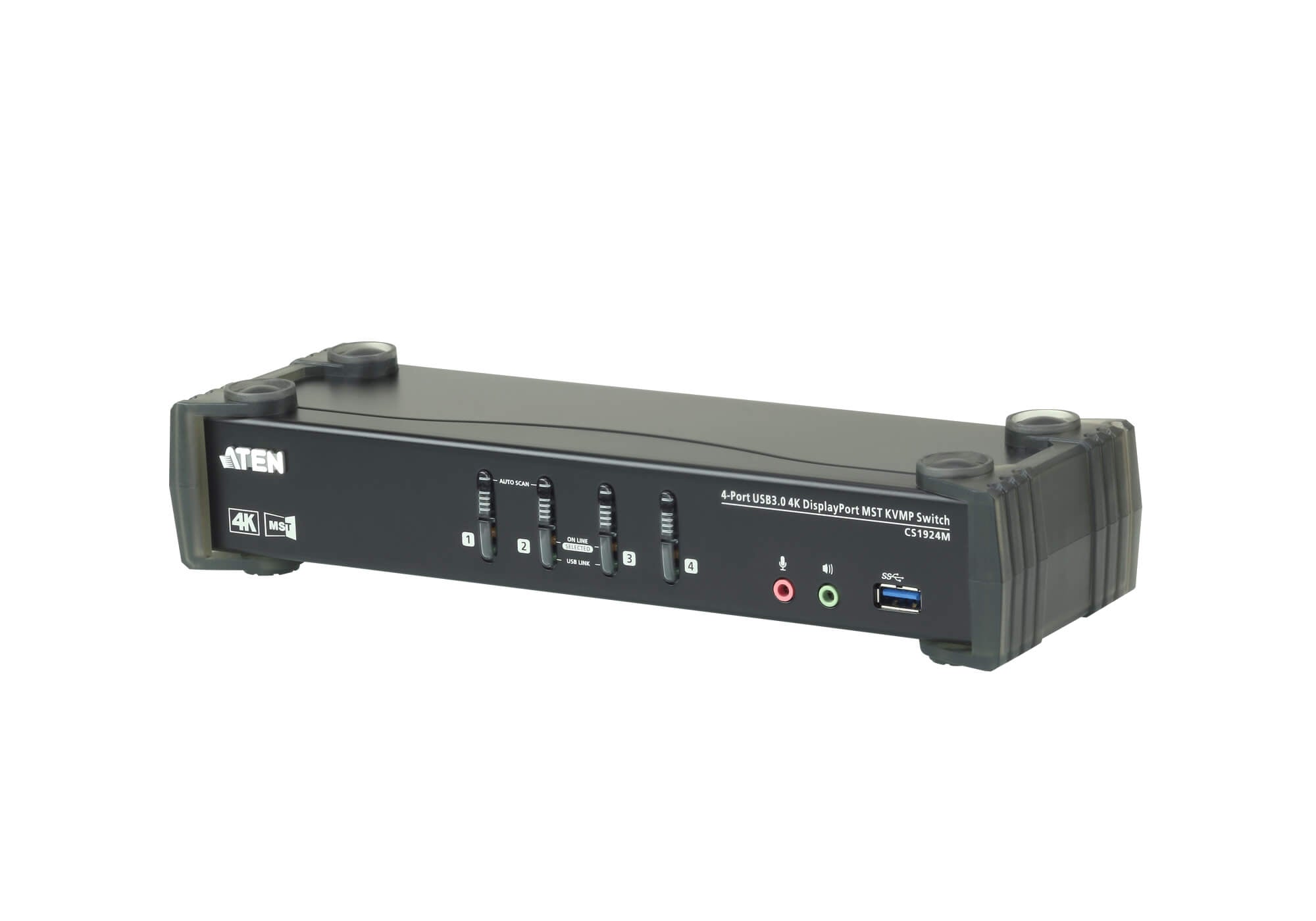 Aten Aten Desktop KVMP Switch 4 Port Single to Dual Display 4k DisplayPort MST w/ audio, Cables Included, 2x USB Port, Select