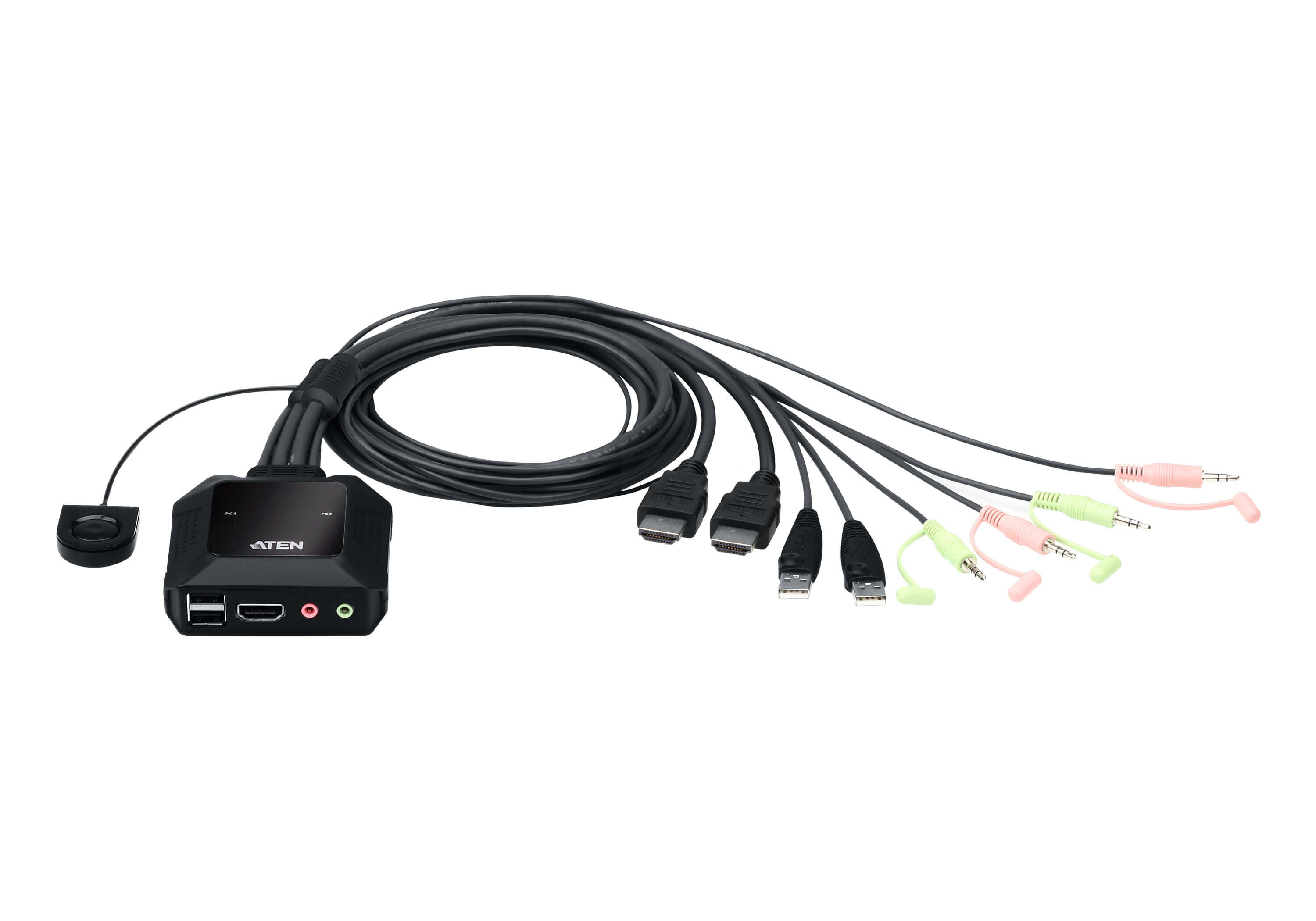 Aten Aten 2 Port USB 4K @60Hz HDMI Cable KVM Switch with Remote Port Selector