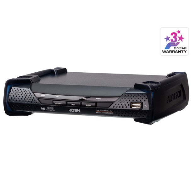 Aten Aten DVI Dual Link KVM over IP Receiver with DC Power + Power over Ethernet support, supports up to 2560 x 1600 @ 60 Hz,