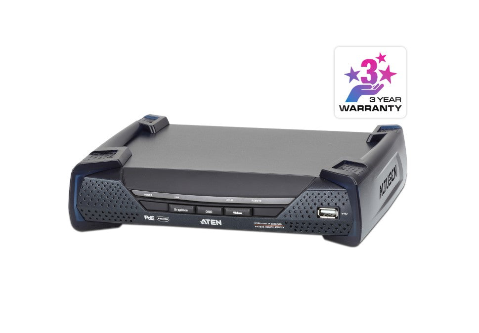 Aten Aten 4K HDMI Single Display KVM over IP Receiver with Power over Ethernet, power adapter not included