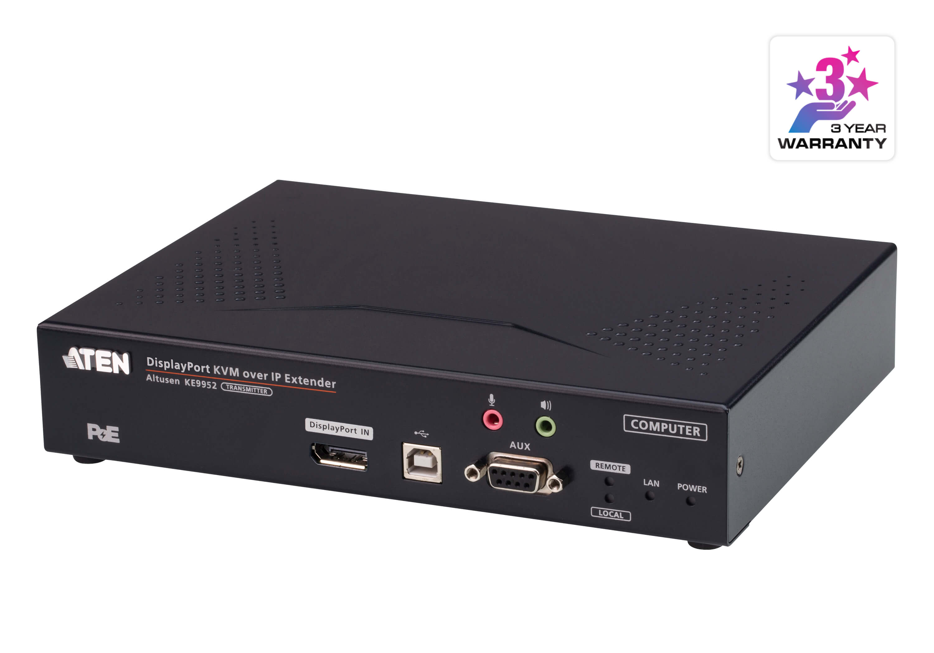 Aten Aten 4K DP Single Display KVM over IP Transmitter with Power over Ethernet, power adapter not included