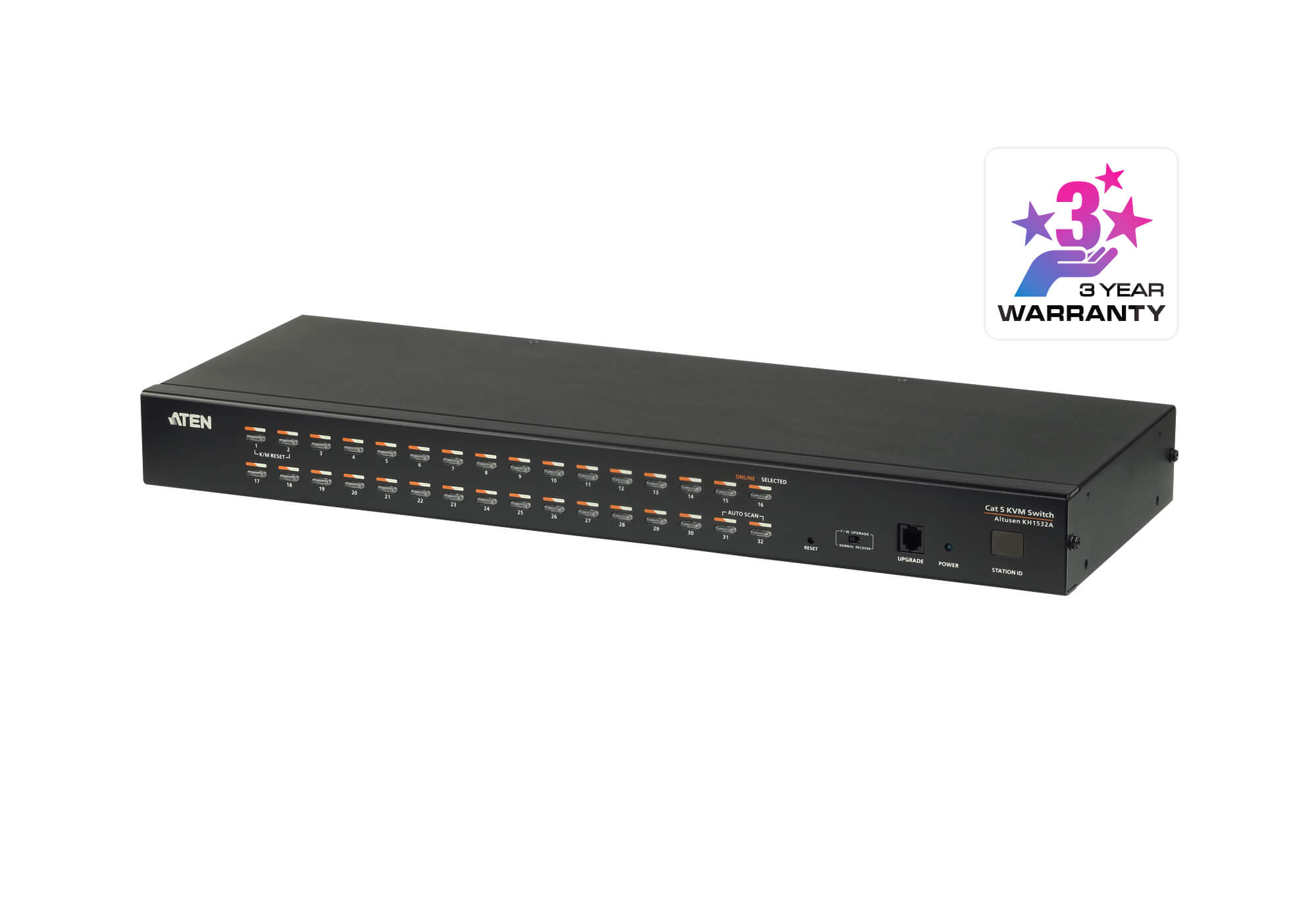 Aten Aten Rackmount KVM Switch 1 Console 32 Port Multi-Interface Cat 5, KVM Cables NOT Included, Daisy Chainable for up to 10