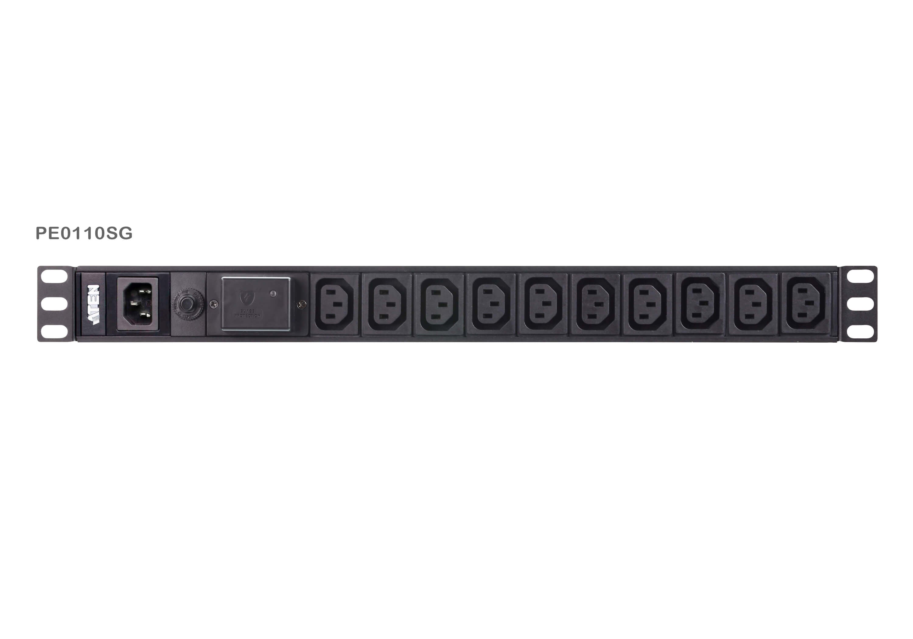 Aten Aten 10 Port 1U Basic PDU with Surge Protection, supports 10A with 10 IEC C13 outputs