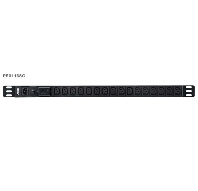 Aten Aten 0U Basic PDU with Surge Protection, 16x IEC Sockets, 10A Max, 100-240VAC, 50-60HZ, Overcurrent protection, Aluminum