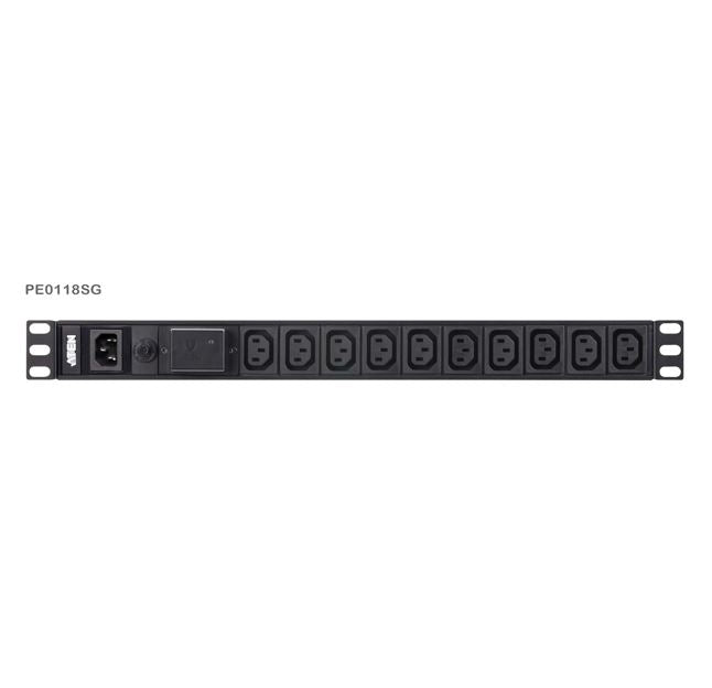 Aten Aten 1U Basic PDU 10x Outlets with Surge Protection,18 x IEC C13, 10A Max, 100-240VAC, 50-60 Hz,  Overcurrent protection
