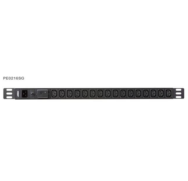 Aten Aten 0U 16-port Basic PDU with Surge Protection, 100-240VAC, 16AMax, 50-60Hz, 16 x IEC C13, Overcurrent Protection, Alum