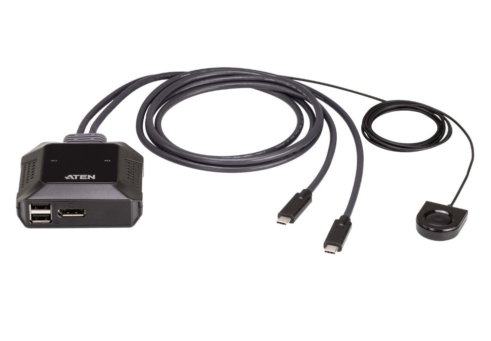 Aten Aten 2-Port 4K DisplayPort USB-C Cable KVM Switch with Remote Port Selector