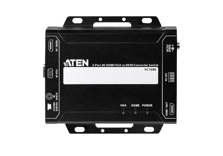 Aten Aten Professional Converter Switch 2 Port 4K HDMI/VGA to HDMI Converter Switch, supports control via RS232 terminal or a