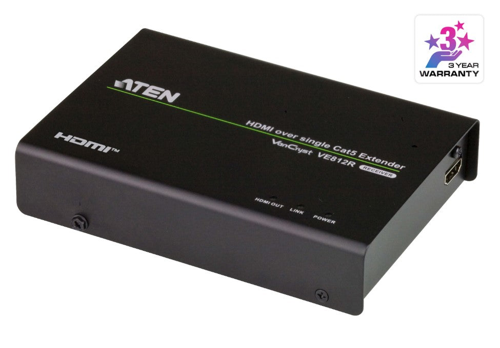Aten Aten HDMI HDBaseT Receiver, supports up to 4096 x 2160 @ 30 Hz (4:4:4) @ 70m (Cat 5e/6) and 100m (Cat 6A)