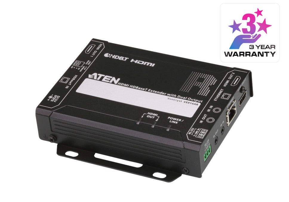 Aten Aten HDMI HDBaseT Receiver with Dual 4K Output, one local HDMI output, supports up to 4K@70m (Cat 5e/6) and 100m (Cat 6A