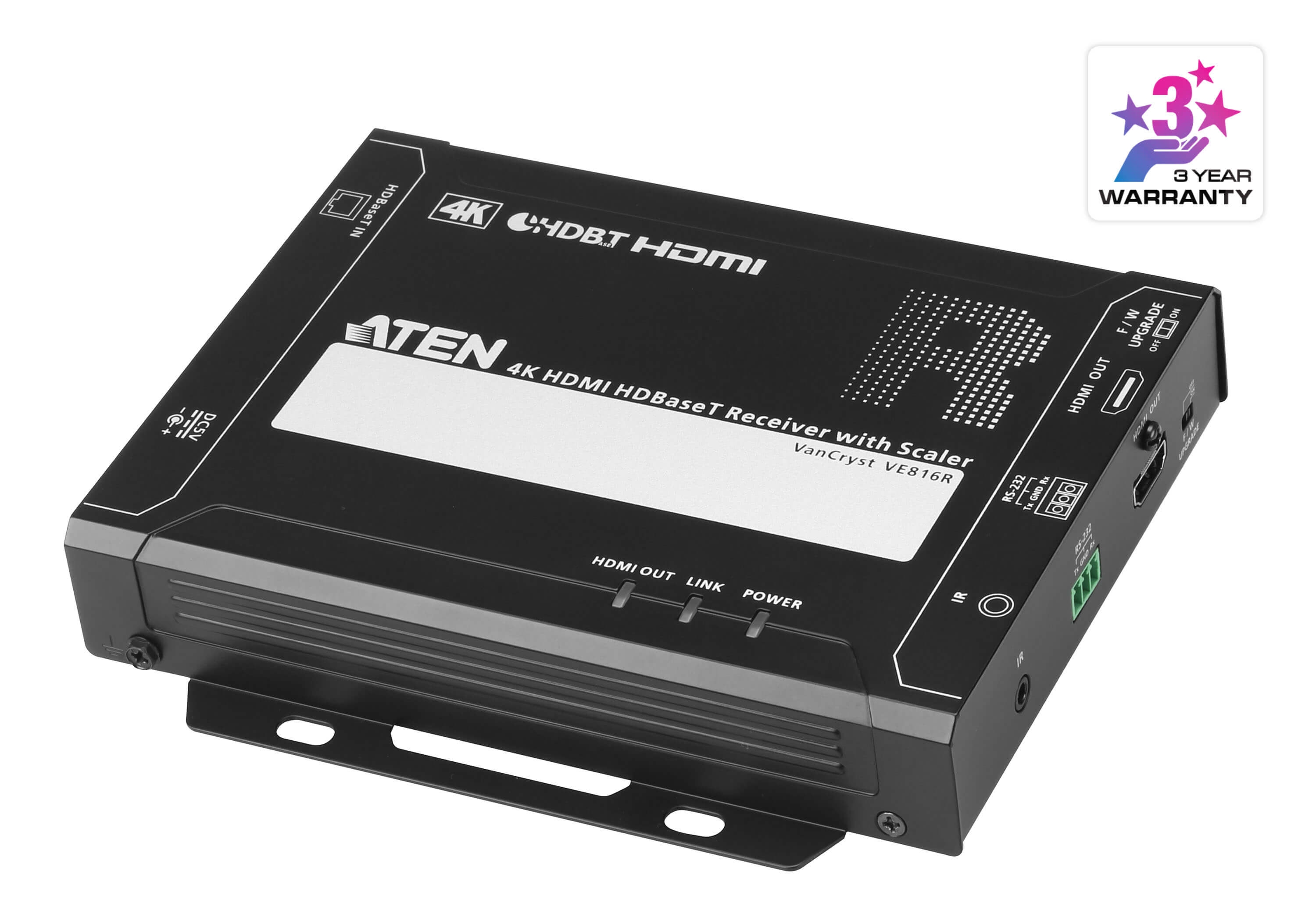 Aten Aten HDMI HDBaseT Receiver with Scaler, supports up to 4K @ 100m, 1080p @ 150m over long reach mode, bi-directional IR a