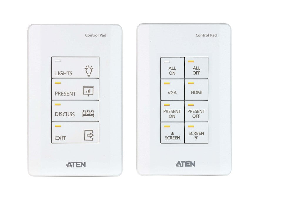 Aten Aten 8 Button Control Pad with 1 Gang US wall plate, 2 RS232, 2 relay, 1 Digital I/O and Ethernet connection support, 14