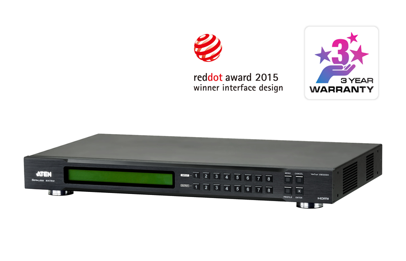 Aten Aten Professional Matrix 8x8 HDMI Matrix with Scaler, Seamless Switch, Video Wall, control via front-panel pushbuttons, 