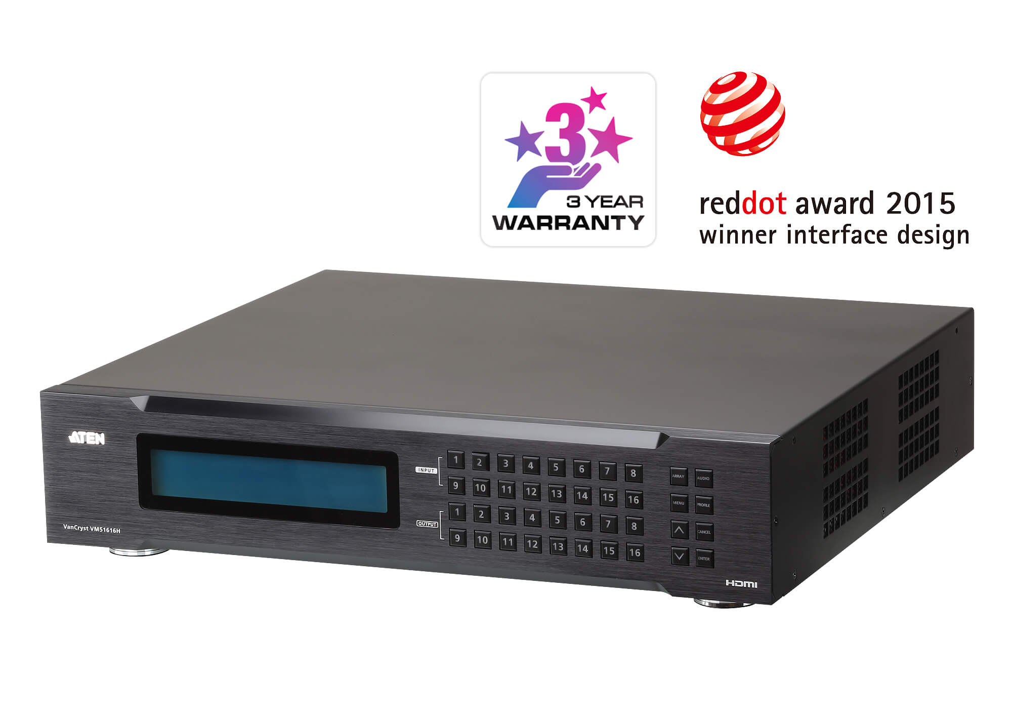 Aten Aten Professional Matrix 16x16 HDMI Matrix with Scaler, Seamless Switch, control via front-panel pushbuttons