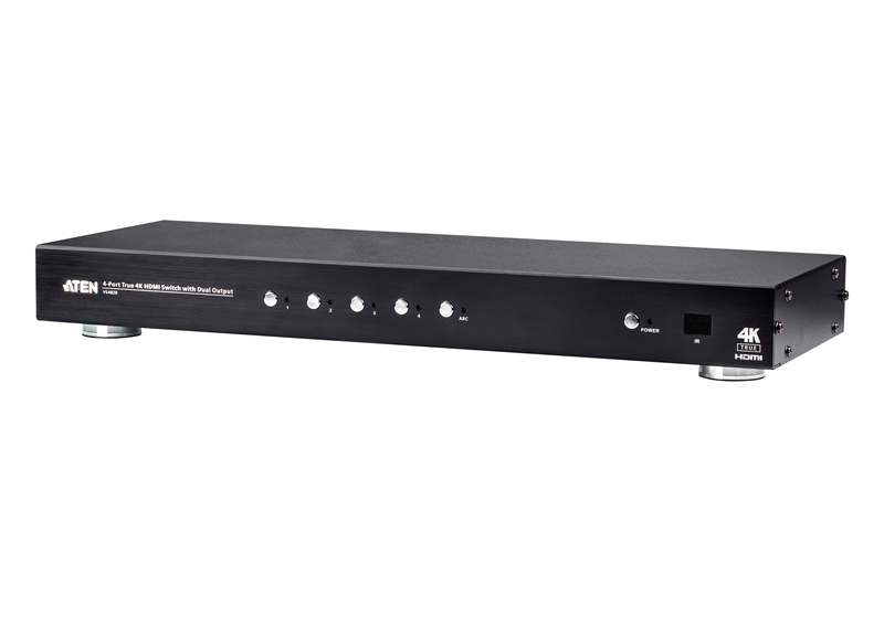Aten Aten 4 Port Dual Output True 4K HDMI Switch, select input ports via RS232 control, HDCP 2.2 compliant, IR Extension