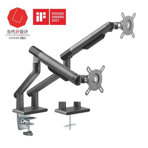 Brateck Brateck Dual Monitor Premium Slim Aluminum Spring-Assisted Monitor Arm Fix Most 17"-32" Monitor Up to 9kg per screen 