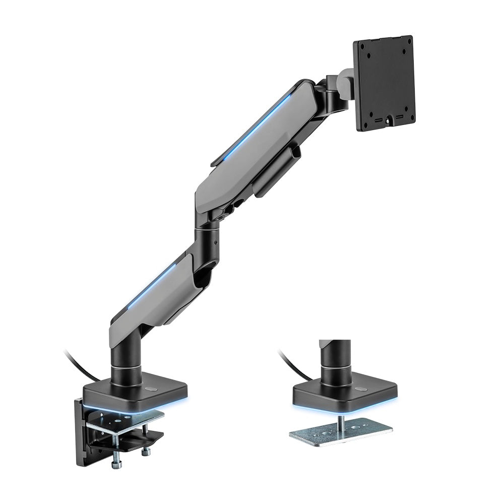 Brateck Brateck Single Heavy-Duty RGB Gaming Monitor Arm Fit Most 17"-49" Monitor, Fit Curved Monitor, Up to 20kg,  VESA 75x7