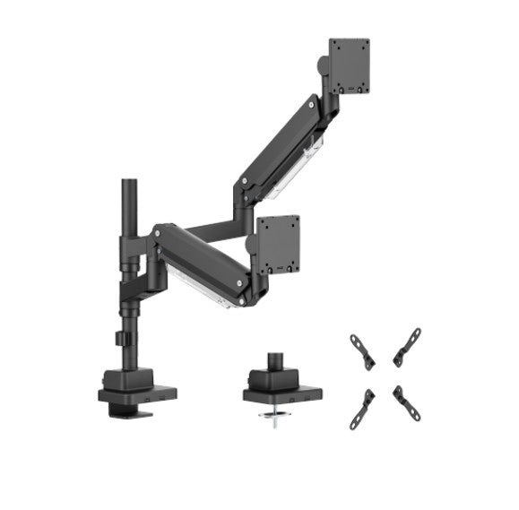 Brateck Brateck LDT80-C024P Matte Black Super Heavy-Duty Pole-Mounted Gas Spring Dual Monitor Arm For most 24"-57" Monitors (