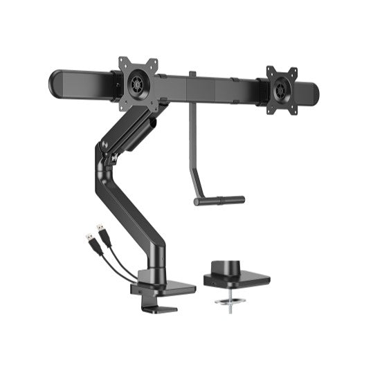 Brateck Brateck LDT81-C022UC-B Noteworthy Gas Spring Dual Monitor Air with USB-A/USB-C Ports Fit Most 17"-32" Monitor Fine Te