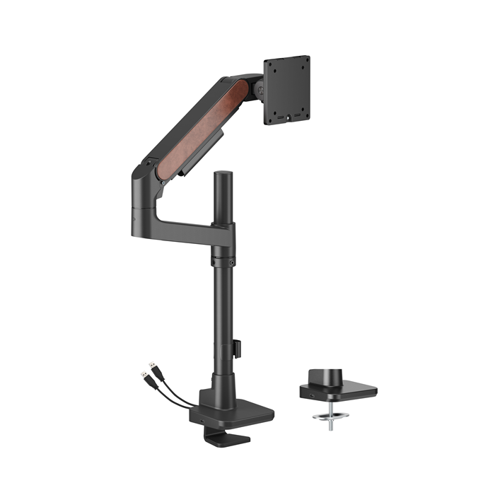 Brateck Brateck LDT81N-C012UCP Fusion Heavy-Duty Pole-Mounted Gas Spring Monitor Arm with USB-A/USB-C Ports For most 17"~49" 