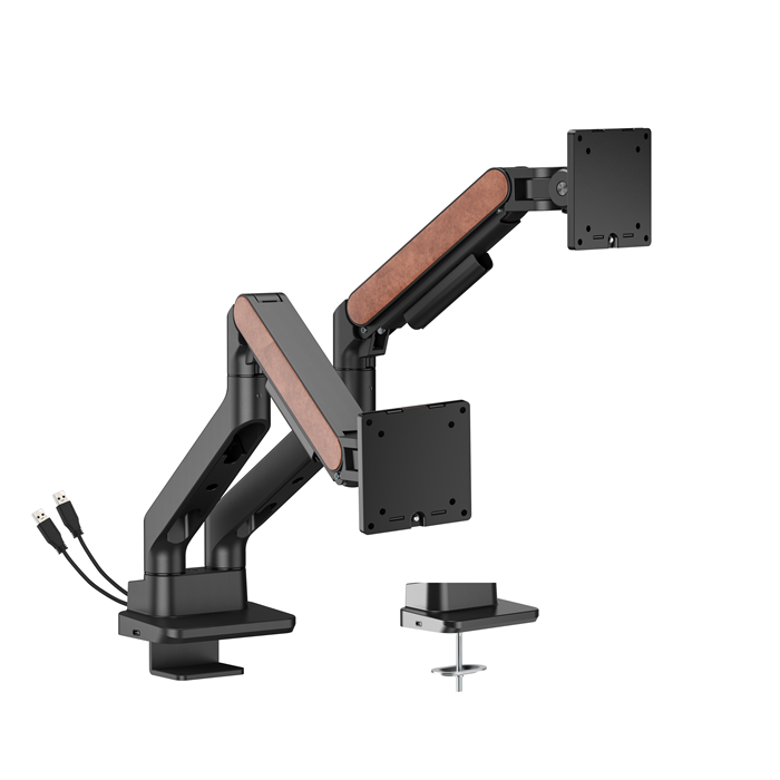 Brateck Brateck LDT81N-C024UC Fusion Heavy-Duty Gas Spring Dual Monitor Arm with USB-A/USB-C Ports For most 17"~35" Monitors,