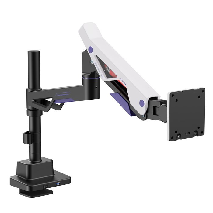 Brateck Brateck LDT95-C012UCP Atlas Neo Gaming Pole-Mounted Monitor Arm with USB-A  USB-C Ports For most 24"~57" Monitors, Ma