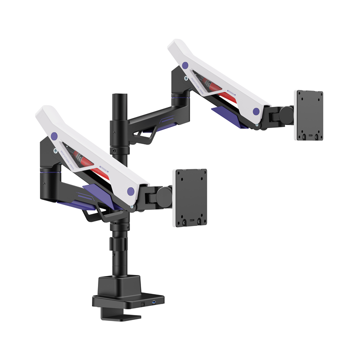 Brateck Brateck LDT95-C024UCP Atlas Neo Gaming Pole-Mounted Dual Monitor Arm with USB-A  USB-C Ports For most 24"~57" Monitor