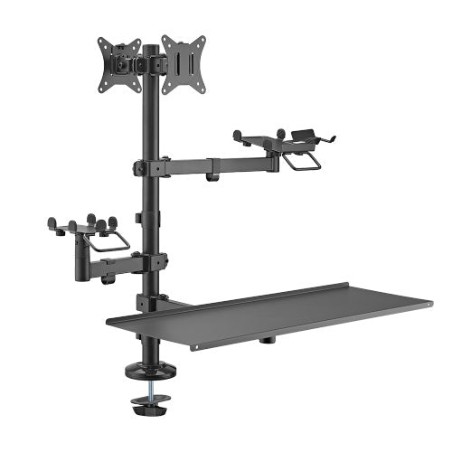 Brateck Brateck POS Mounting Solution For Dual Screens (with keyboard tray), Fit Screen Size:17"-32"m, Weight Capacity (per s