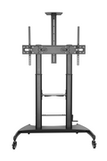 Brateck Brateck Large Screen Telescopic Height-Adjustable Steel TV Cart with Crank Handle Fit 60"-100" Up to 100kg- Matte Bla